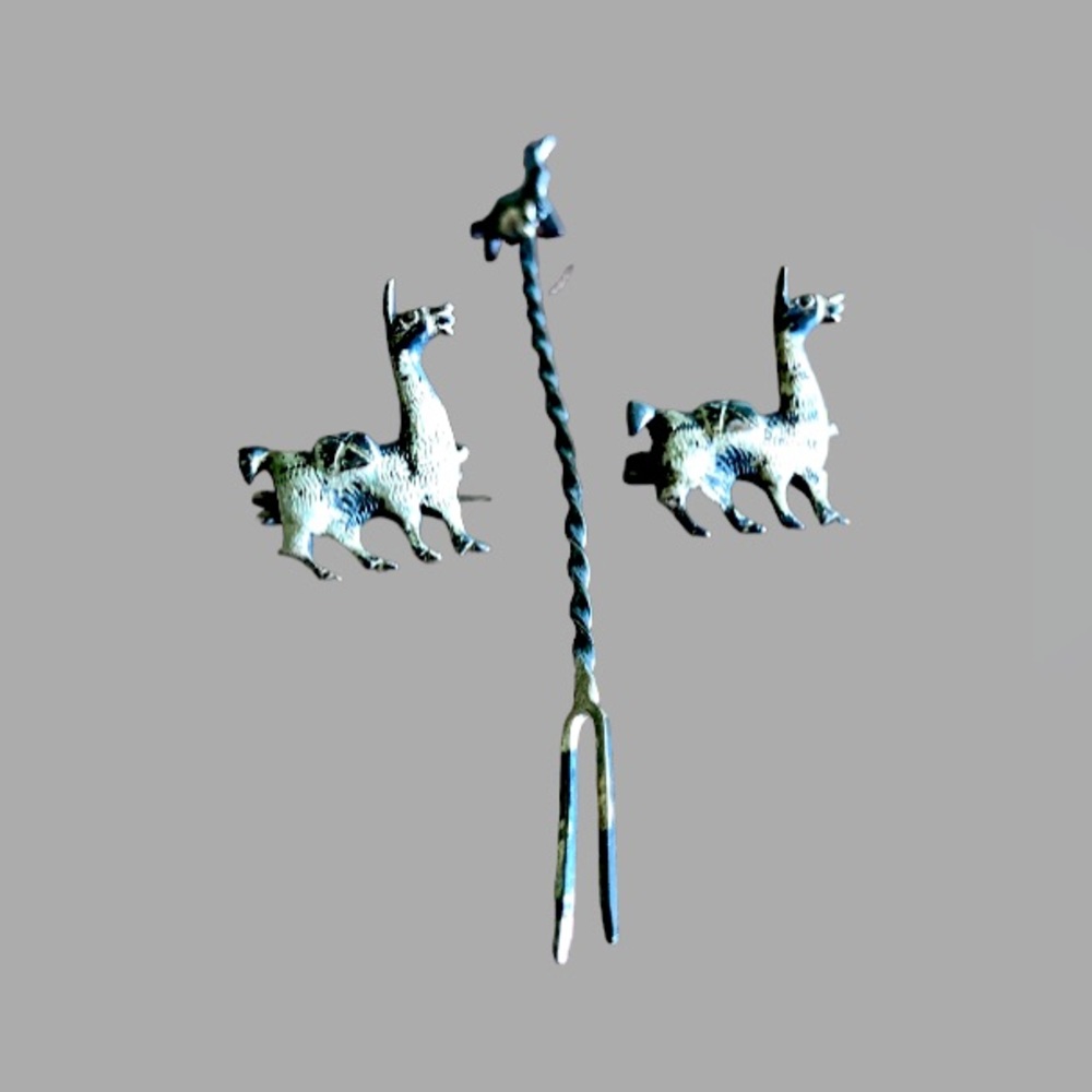 Vintage 3 Piece Silver Camel Pin Set